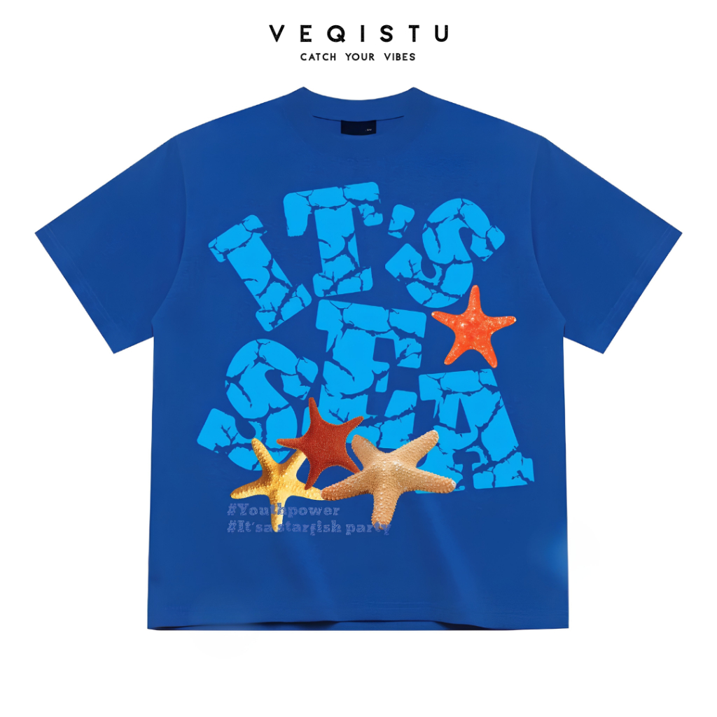 Áo Thun BOXY Local Brand VEQISTU "IT'S SEA", Áo Thun Boxy Form Rộng Unisexm Nam Nữ 250Gsm 100% Cotton