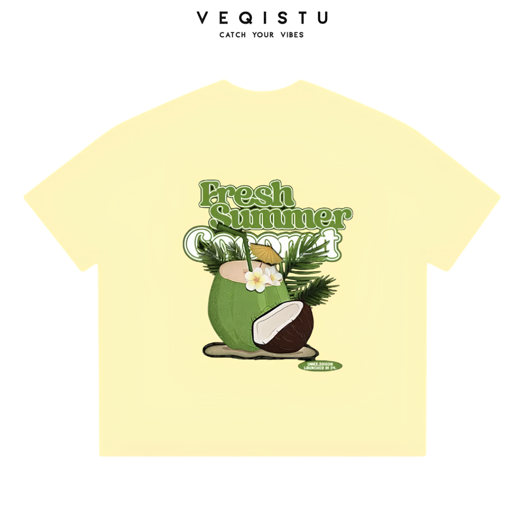 Áo thun BOXY Local Brand VEQISTU "Sò + Dừa" Áo Thun Boxy Form Rộng Unisex 250Gsm Cotton