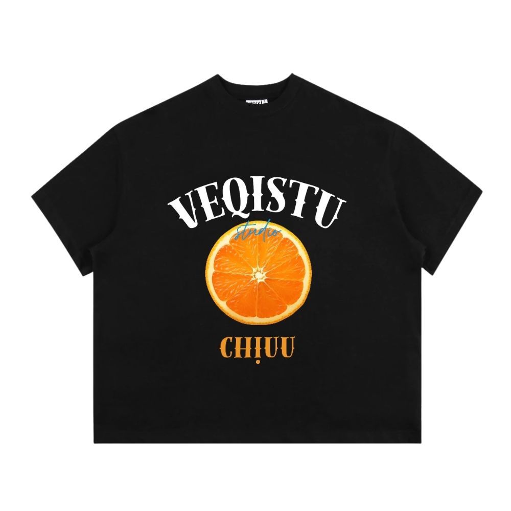 Áo Thun Local Brand VEQISTU "Quýt Làm Cam Chịu", Áo Thun Boxy Form Rộng Unisex Nam Nữ 250Gsm 100% Cotton