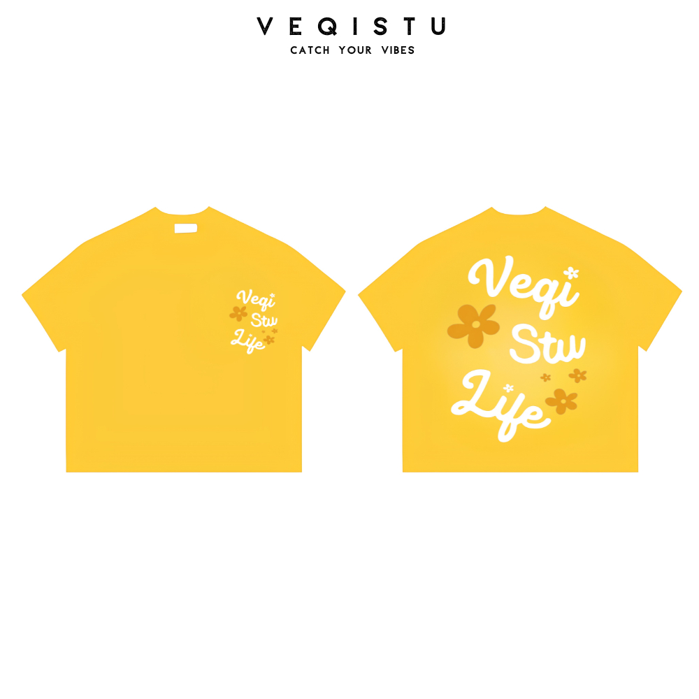 Áo thun BOXY Local Brand VEQISTU "Hoa " Áo Thun Boxy Form Rộng Unisex 250Gsm Cotton