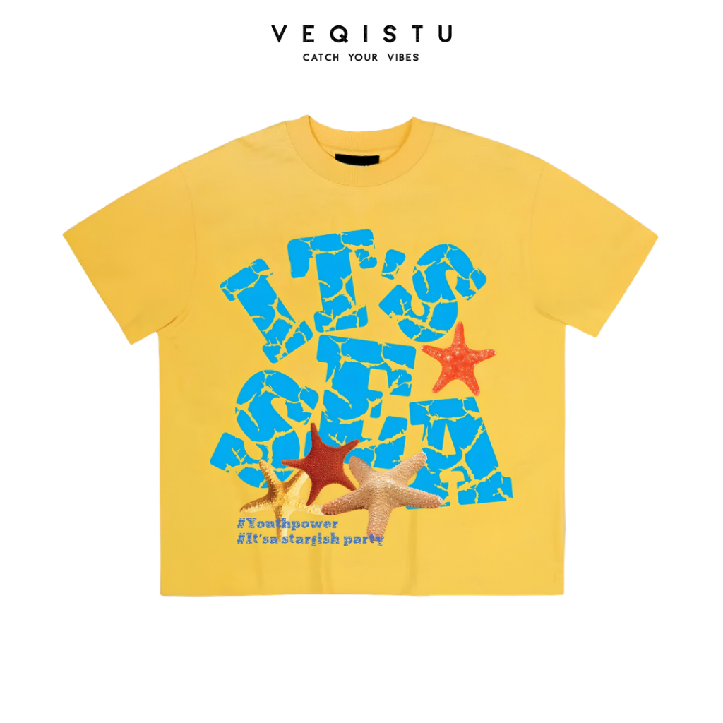 Áo Thun BOXY Local Brand VEQISTU "IT'S SEA", Áo Thun Boxy Form Rộng Unisexm Nam Nữ 250Gsm 100% Cotton