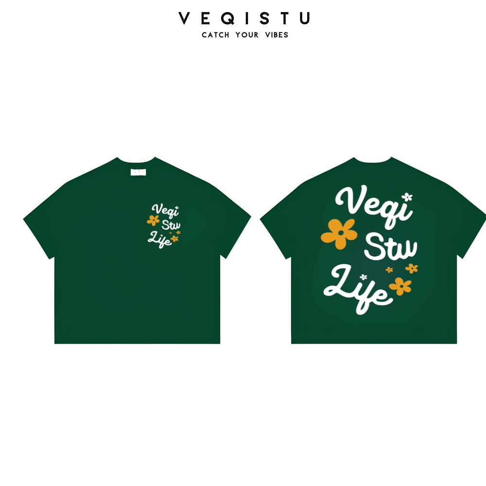 Áo thun BOXY Local Brand VEQISTU "Hoa " Áo Thun Boxy Form Rộng Unisex 250Gsm Cotton