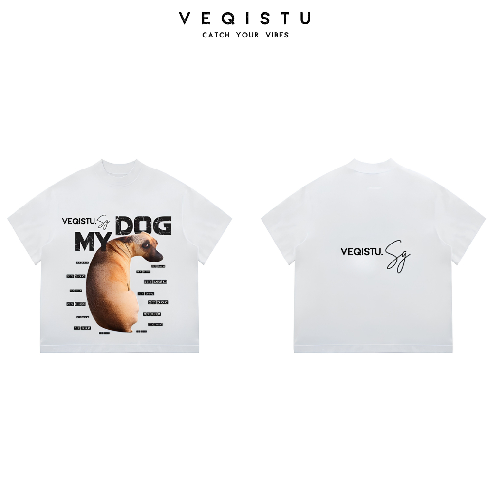 Áo thun BOXY Local Brand VEQISTU "My Dog" Áo Thun Boxy Form Rộng Unisex Nam Nữ Tay Ngắn  250Gsm Cotton