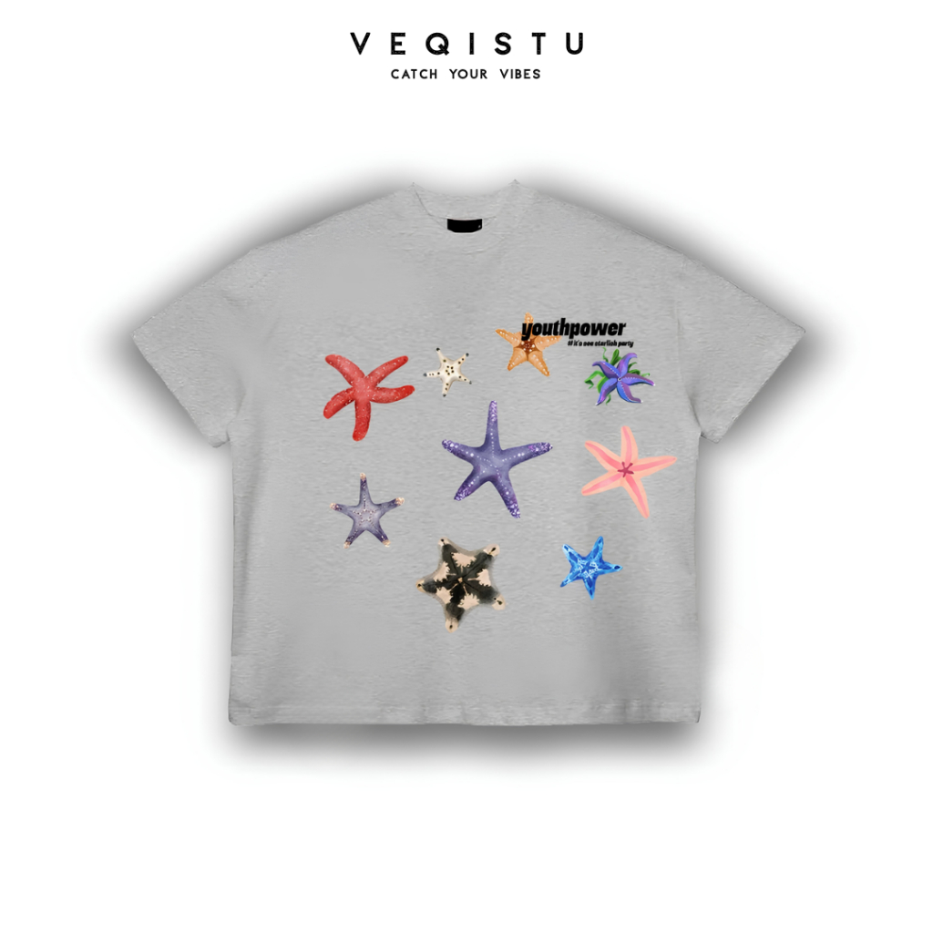 Áo thun BOXY Local Brand VEQISTU "STARFISH" Áo Thun Boxy Form Rộng Unisex Nam Nữ Tay Ngắn  250Gsm Cotton