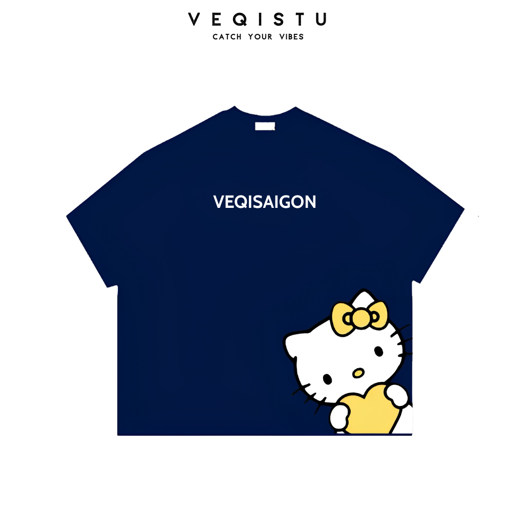 Áo thun BOXY Local Brand VEQISTU "Mèo Kitty + Snoopy" Áo Thun Boxy Form Rộng Unisex 250Gsm Cotton