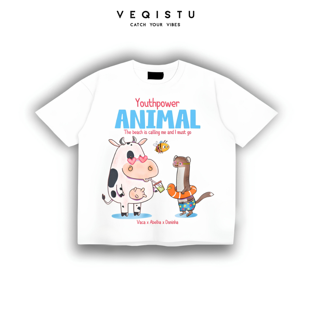 Áo thun BOXY Local Brand VEQISTU "Vaca" Áo Thun Boxy Form Rộng Unisex Nam Nữ Tay Ngắn  250Gsm Cotton 2 Chiều