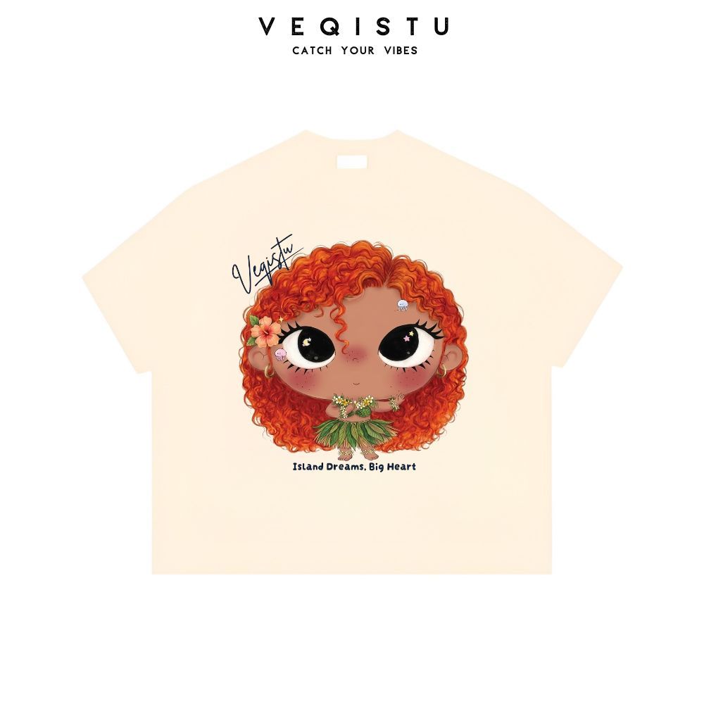 [Ver.2.1] Áo Thun Boxy Local Brand VEQISTU "Chibi Girl", Áo Thun Unisex Form Rộng 250GSM 100% Cotton