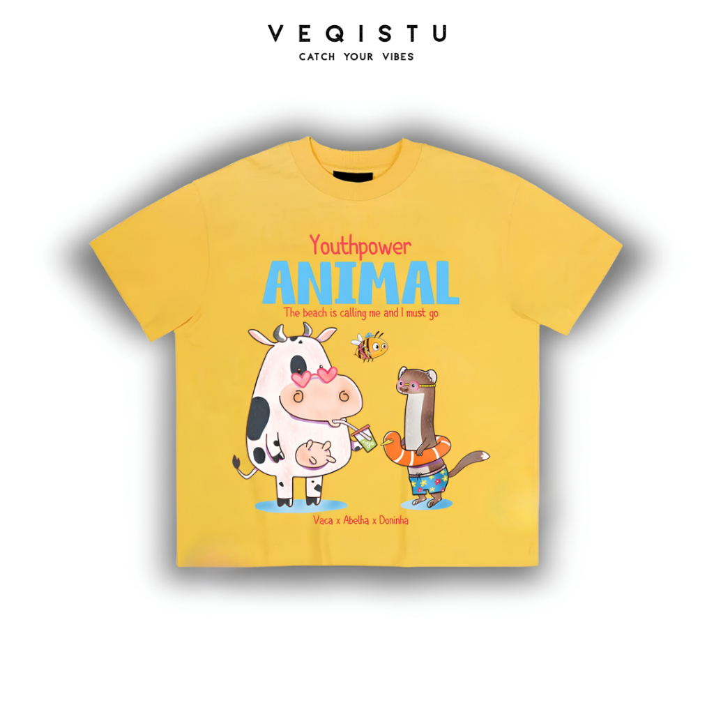 Áo thun BOXY Local Brand VEQISTU "Vaca" Áo Thun Boxy Form Rộng Unisex Nam Nữ Tay Ngắn  250Gsm Cotton 2 Chiều