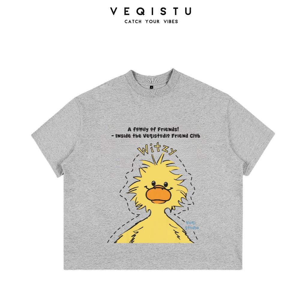 Áo Thun BOXY Local Brand VEQISTU "Vịt Cafe + Vịt Xù", Áo Thun Boxy Form Rộng Unisex 250Gsm 100% Cotton