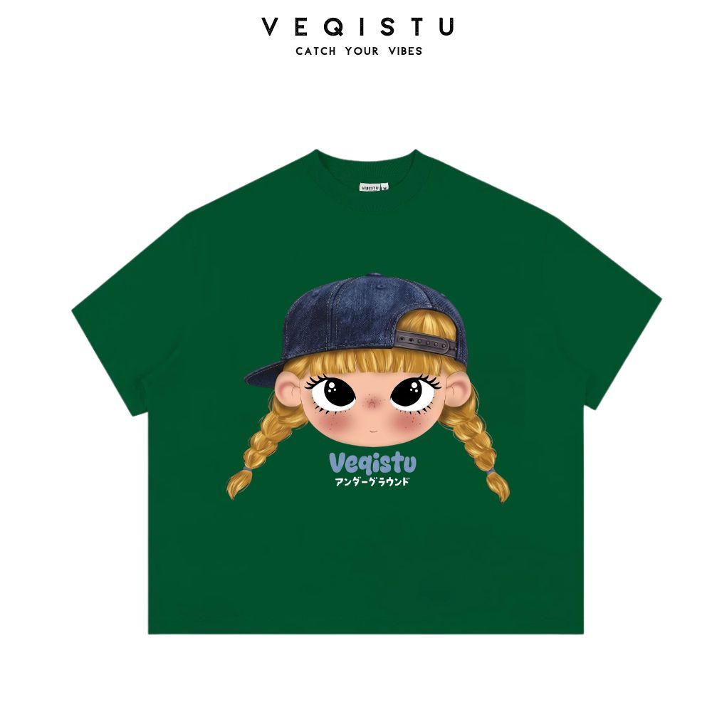 [Ver.2.1] Áo Thun Boxy Local Brand VEQISTU "Chibi Girl", Áo Thun Unisex Form Rộng 250GSM 100% Cotton