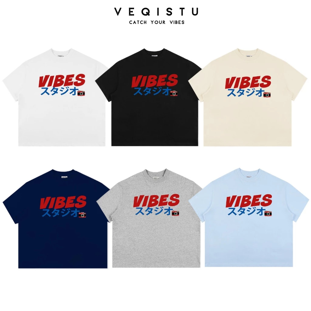 Áo Thun Local Brand VEQISTU " Vibes Japan ", Áo Thun Boxy Form Rộng Unisex Nam Nữ 250Gsm 100% Cotton 2 Chiều