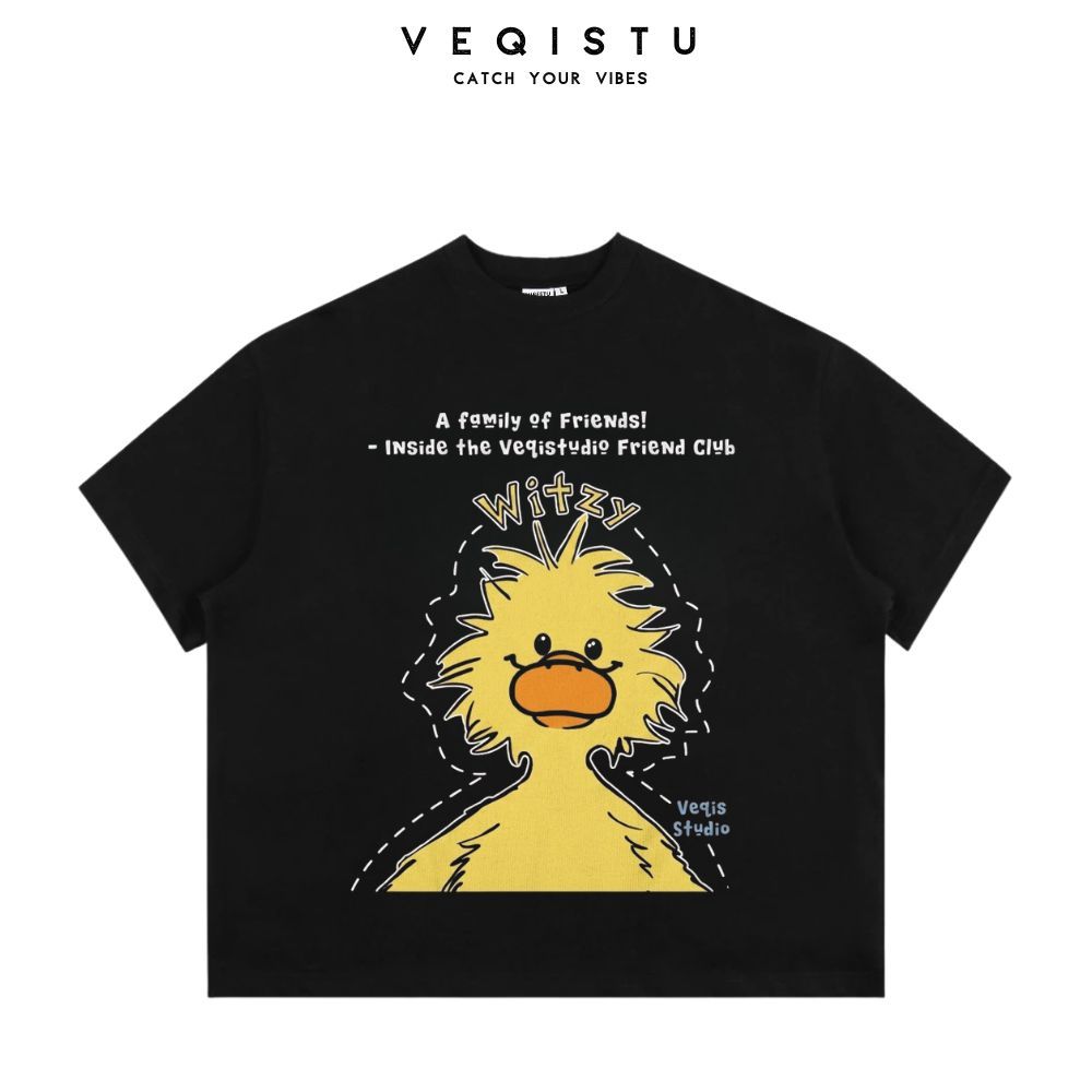 Áo Thun BOXY Local Brand VEQISTU "Vịt Cafe + Vịt Xù", Áo Thun Boxy Form Rộng Unisex 250Gsm 100% Cotton
