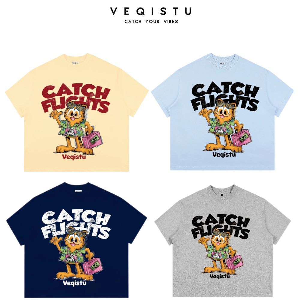 Áo Thun BOXY Local Brand VEQISTU "Con Mèo", Áo Thun Boxy Form Rộng Unisex 250Gsm 100% Cotton