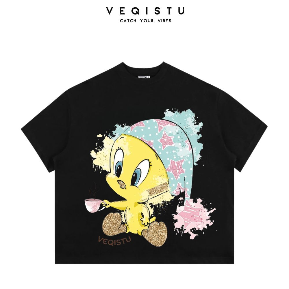 Áo Thun BOXY Local Brand VEQISTU "Vịt Cafe + Vịt Xù", Áo Thun Boxy Form Rộng Unisex 250Gsm 100% Cotton