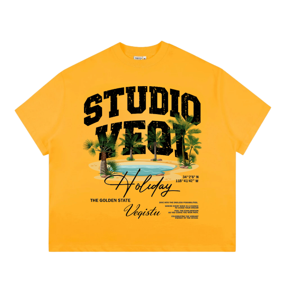 Áo Thun BOXY Local Brand VEQISTU "Đảo Cọ", Áo Thun Boxy Form Rộng Unisex Nam Nữ Cổ Tròn 250Gsm 100% Cotton