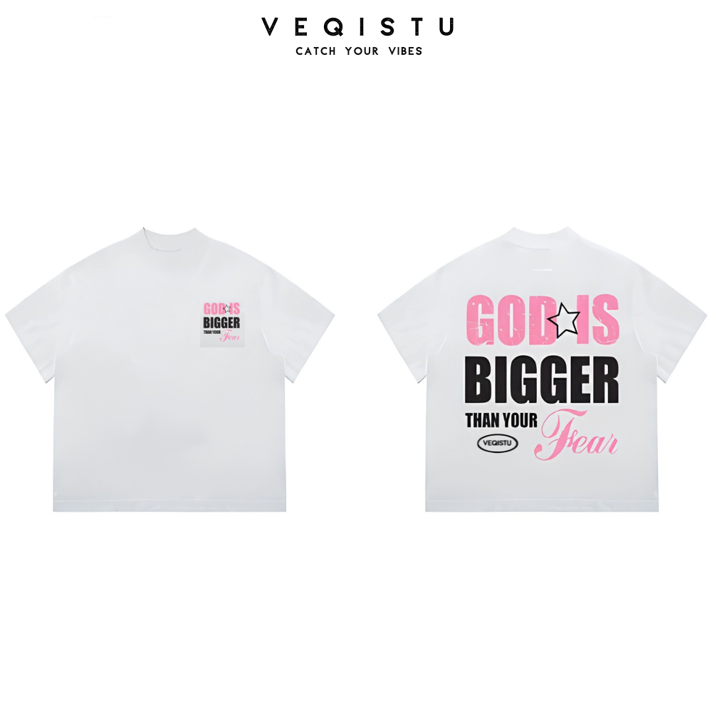 Áo thun BOXY Local Brand VEQISTU "Savior anhd God Is Bigger" Áo Thun Boxy Form Rộng Unisex 250Gsm Cotton