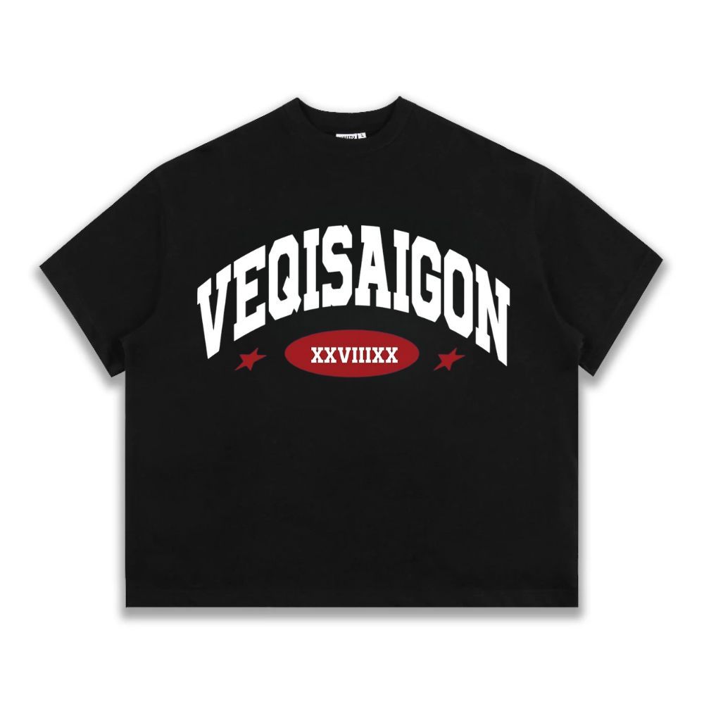 Áo thun BOXY Local Brand VEQISTU " VEQISAIGON XXVIIIXX " Áo Thun Boxy Form Rộng Unisex Nam Nữ 250Gsm Cotton