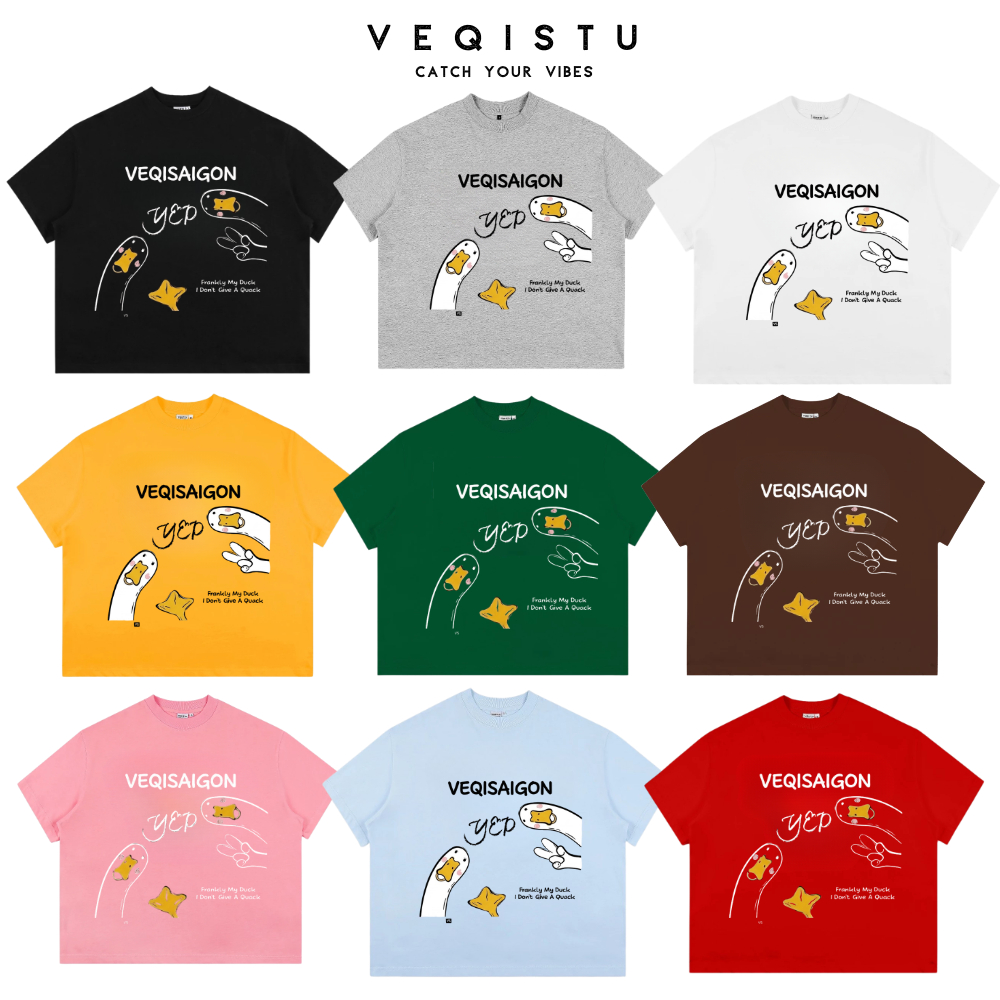 Áo thun BOXY Local Brand VEQISTU " DUCK YEP " Áo Thun Boxy Form Rộng Unisex Nam Nữ  250Gsm Cotton