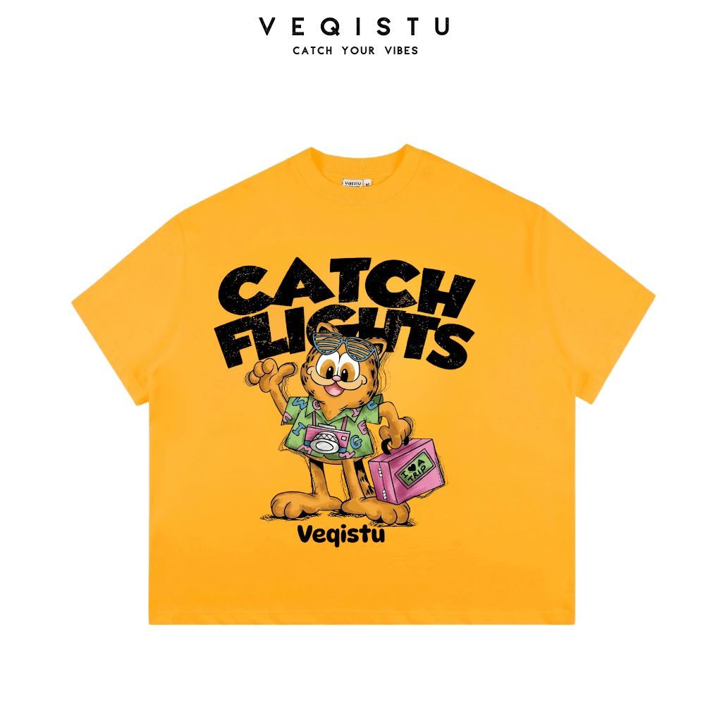 Áo Thun BOXY Local Brand VEQISTU "Con Mèo", Áo Thun Boxy Form Rộng Unisex 250Gsm 100% Cotton