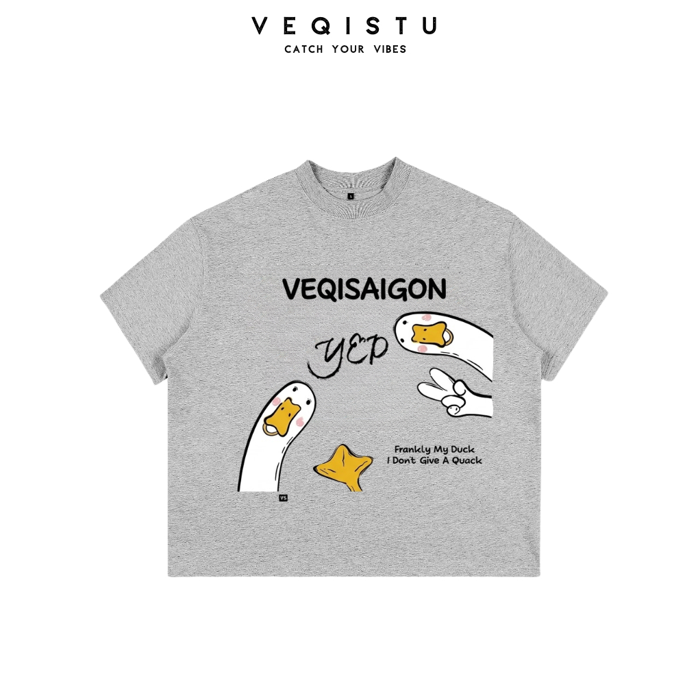 Áo thun BOXY Local Brand VEQISTU " DUCK YEP " Áo Thun Boxy Form Rộng Unisex Nam Nữ  250Gsm Cotton