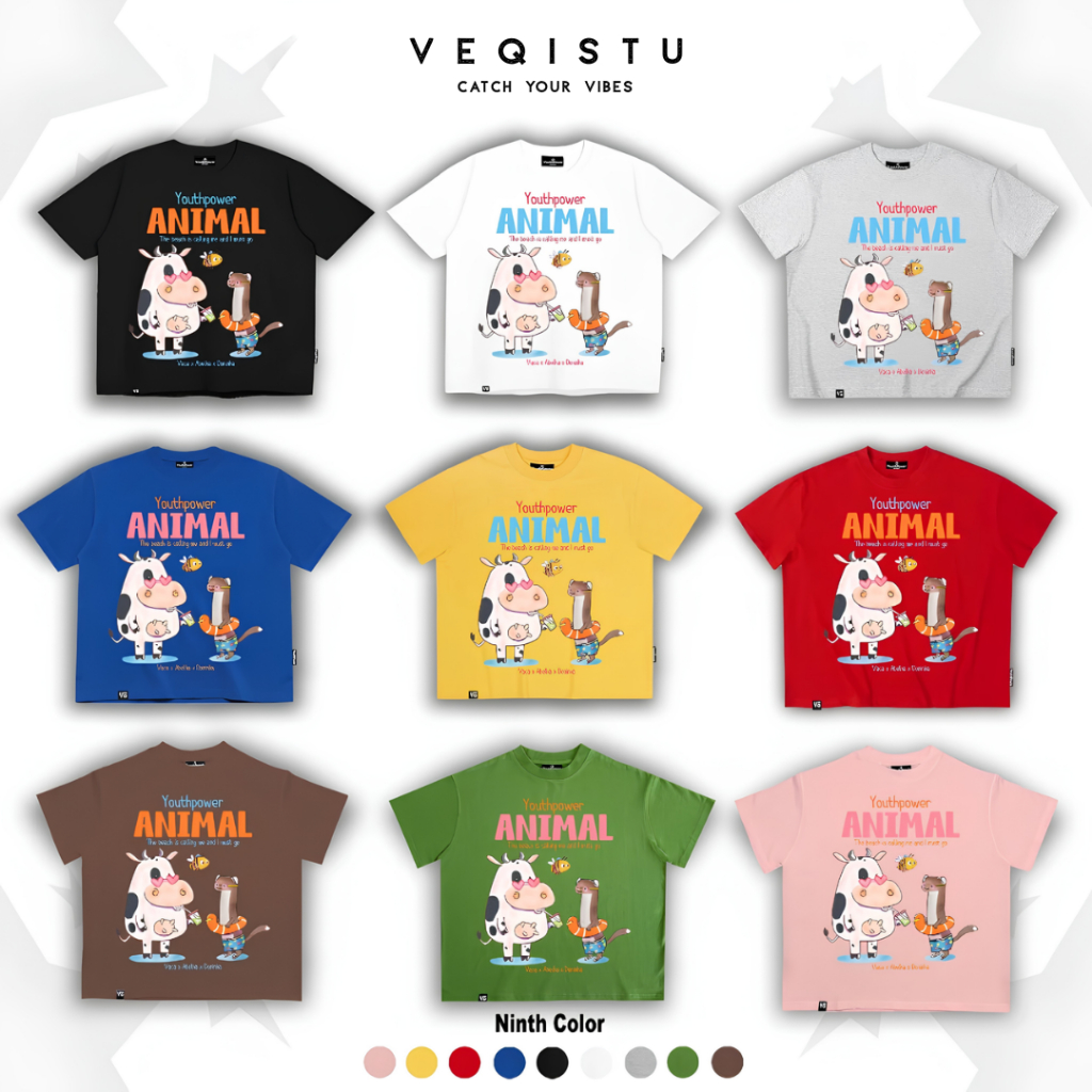 Áo thun BOXY Local Brand VEQISTU "Vaca" Áo Thun Boxy Form Rộng Unisex Nam Nữ Tay Ngắn  250Gsm Cotton 2 Chiều