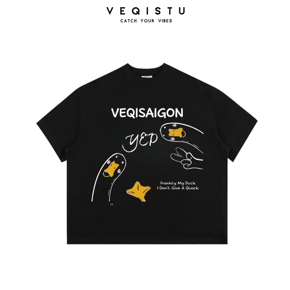Áo thun BOXY Local Brand VEQISTU " DUCK YEP " Áo Thun Boxy Form Rộng Unisex Nam Nữ  250Gsm Cotton