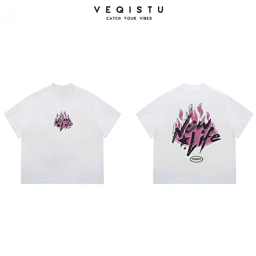 Áo thun BOXY Local Brand VEQISTU "New Life and Passionate" Áo Thun Boxy Form Rộng Unisex 250Gsm Cotton