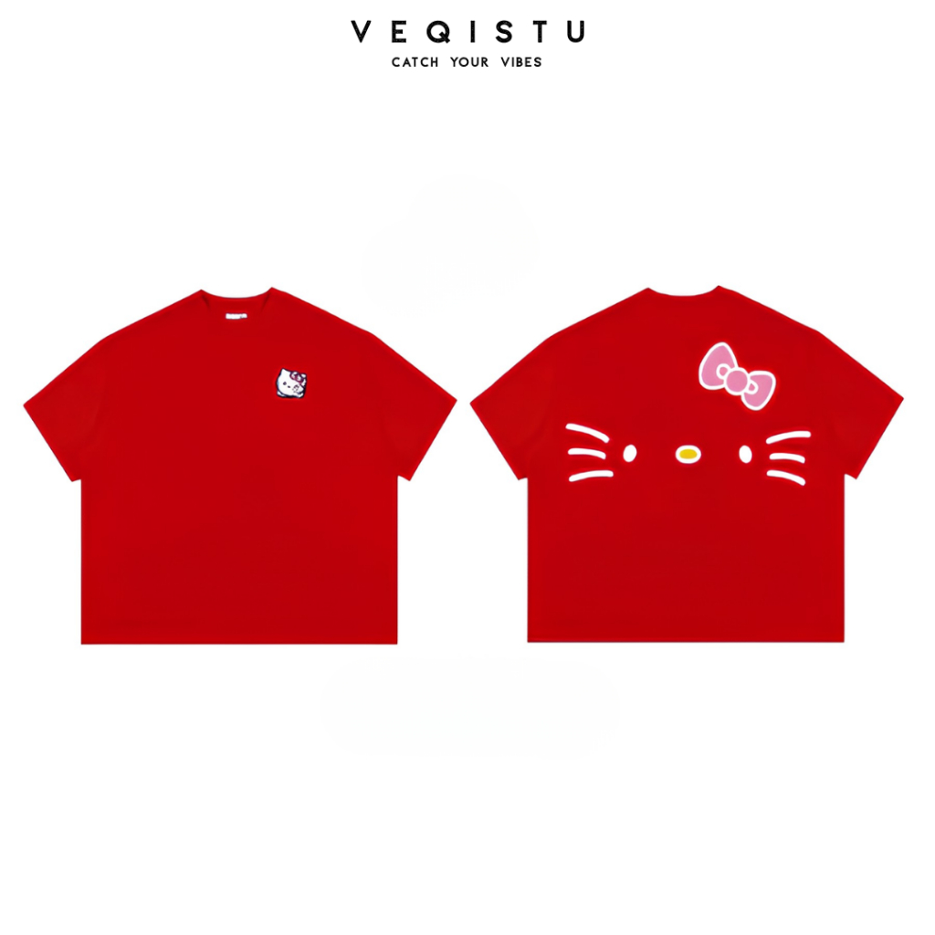 Áo thun BOXY Local Brand VEQISTU "Mèo Râu" Áo Thun Boxy Form Rộng Unisex Nam Nữ Tay Ngắn  250Gsm Cotton