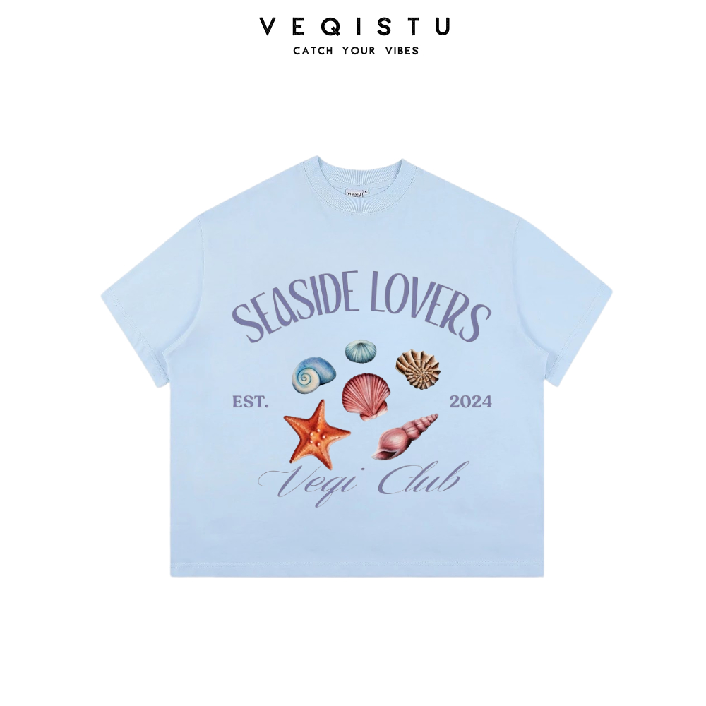 Áo thun BOXY Local Brand VEQISTU "Sò + Dừa" Áo Thun Boxy Form Rộng Unisex 250Gsm Cotton