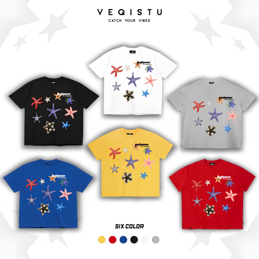 Áo thun BOXY Local Brand VEQISTU "STARFISH" Áo Thun Boxy Form Rộng Unisex Nam Nữ Tay Ngắn  250Gsm Cotton