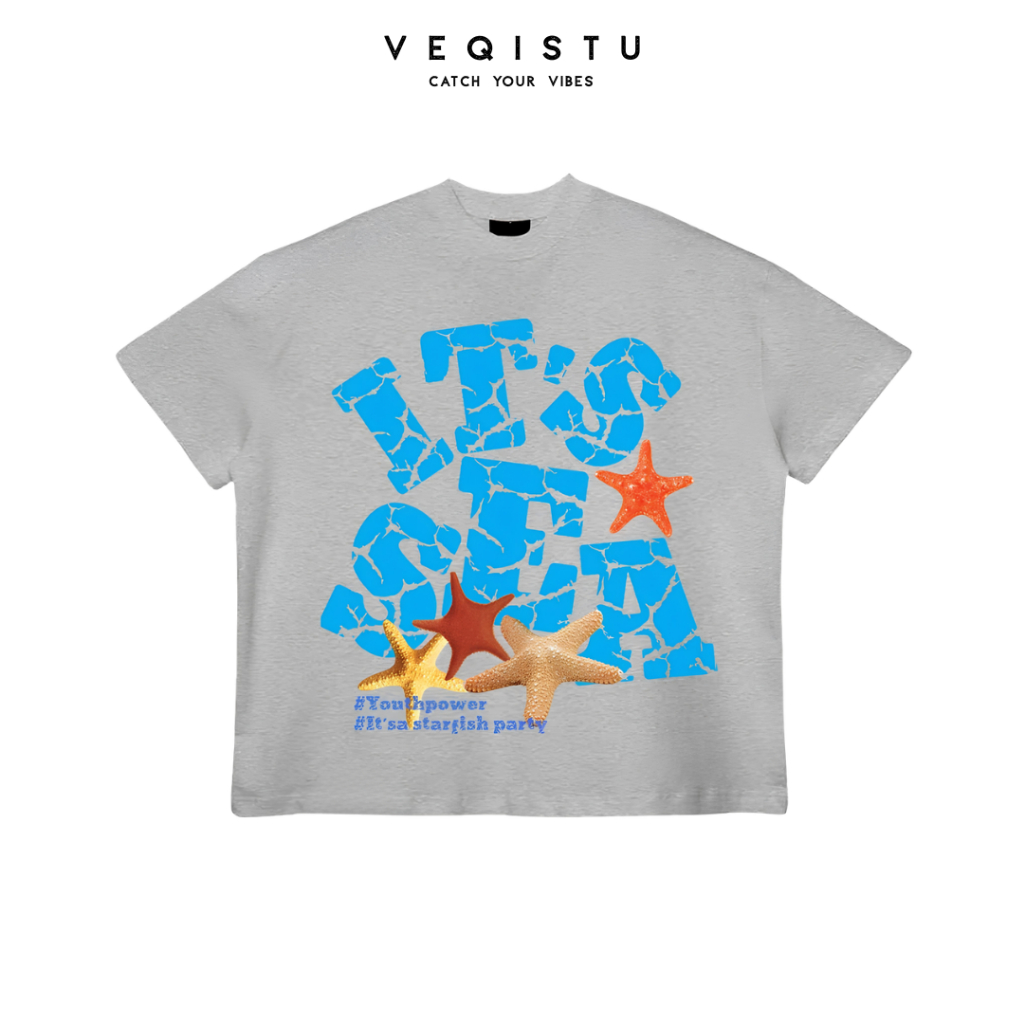 Áo Thun BOXY Local Brand VEQISTU "IT'S SEA", Áo Thun Boxy Form Rộng Unisexm Nam Nữ 250Gsm 100% Cotton