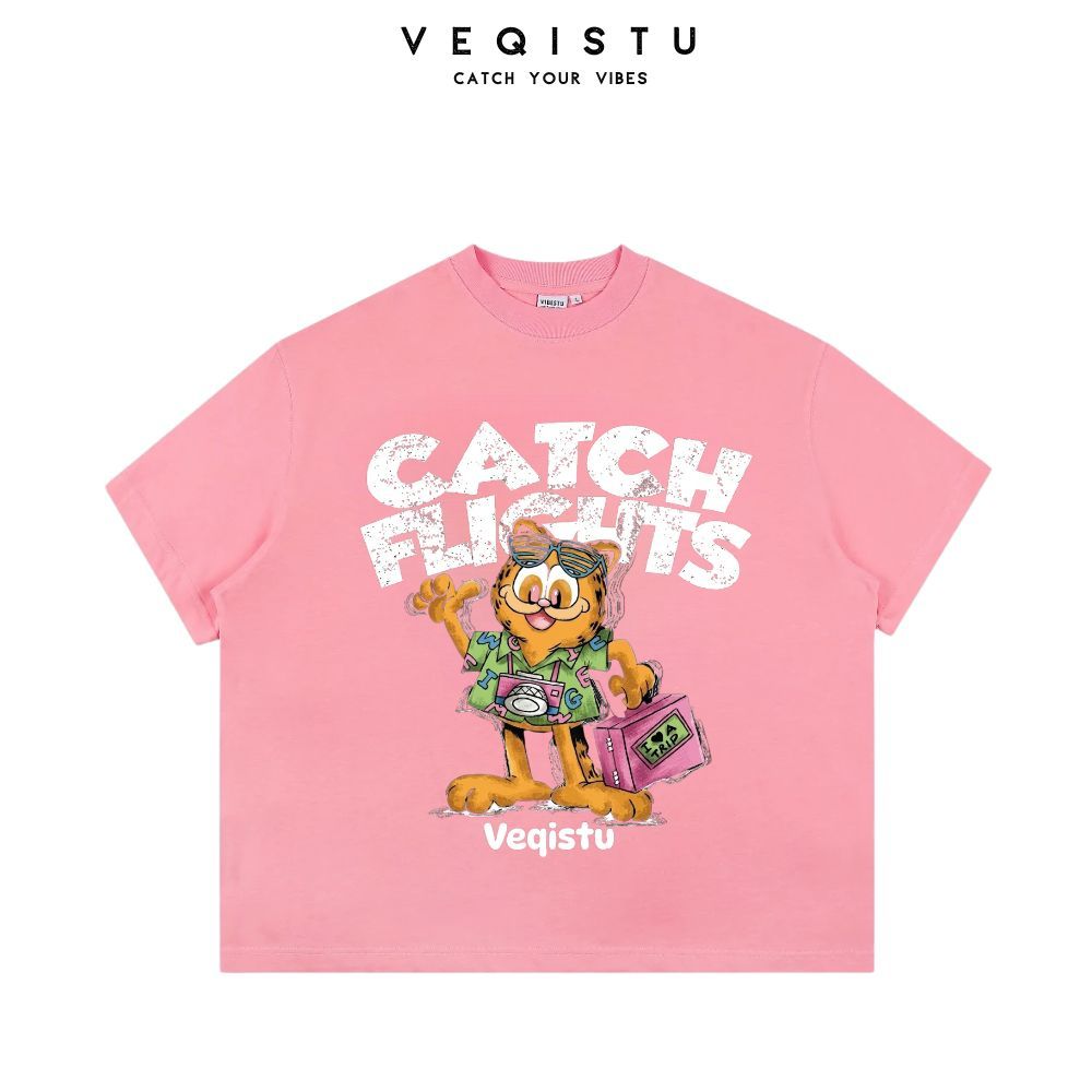 Áo Thun BOXY Local Brand VEQISTU "Con Mèo", Áo Thun Boxy Form Rộng Unisex 250Gsm 100% Cotton