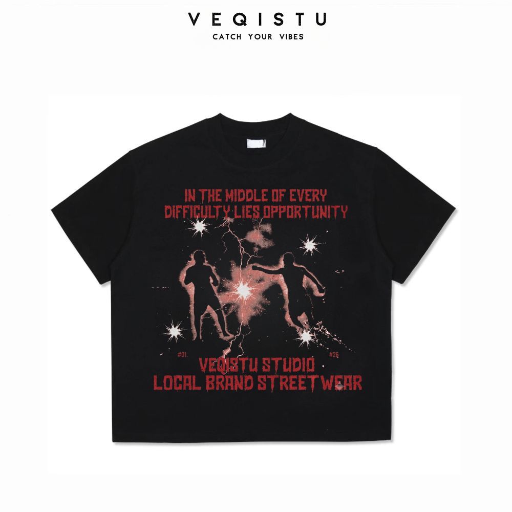 Áo Thun Form Big Boxy '' VEQISTU TSUDID '' Cotton 100% Local Brand Unisex Cổ Tròn