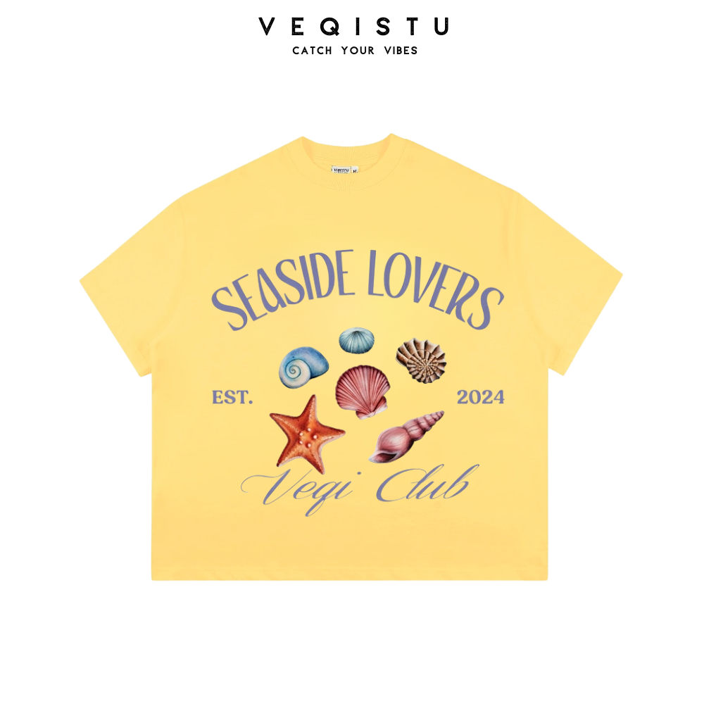 Áo thun BOXY Local Brand VEQISTU "Sò + Dừa" Áo Thun Boxy Form Rộng Unisex 250Gsm Cotton
