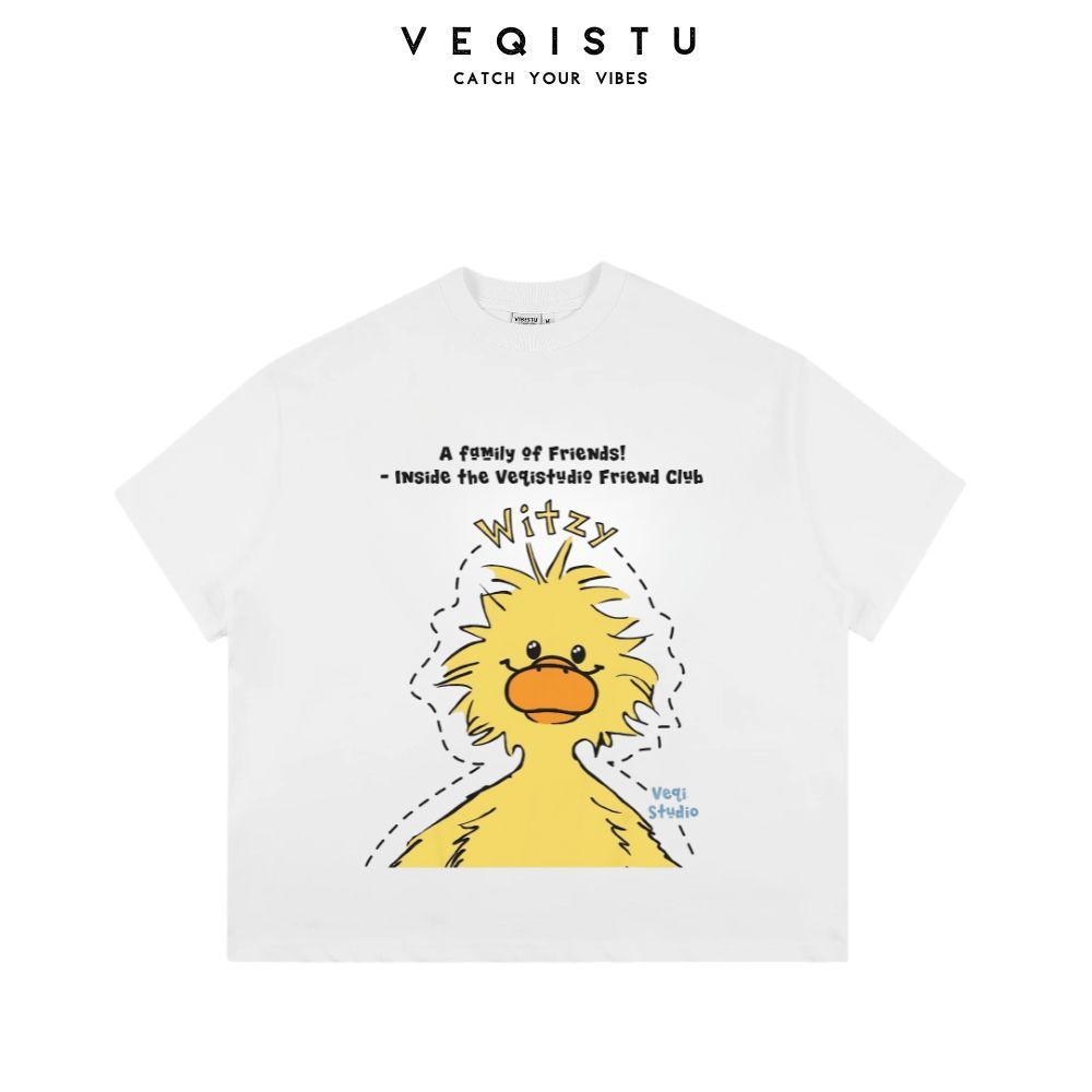 Áo Thun BOXY Local Brand VEQISTU "Vịt Cafe + Vịt Xù", Áo Thun Boxy Form Rộng Unisex 250Gsm 100% Cotton