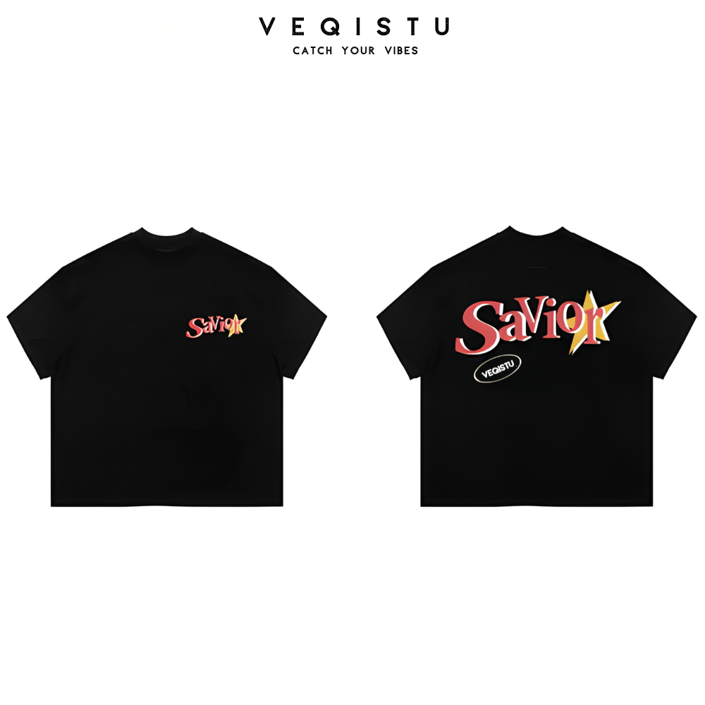 Áo thun BOXY Local Brand VEQISTU "Savior anhd God Is Bigger" Áo Thun Boxy Form Rộng Unisex 250Gsm Cotton