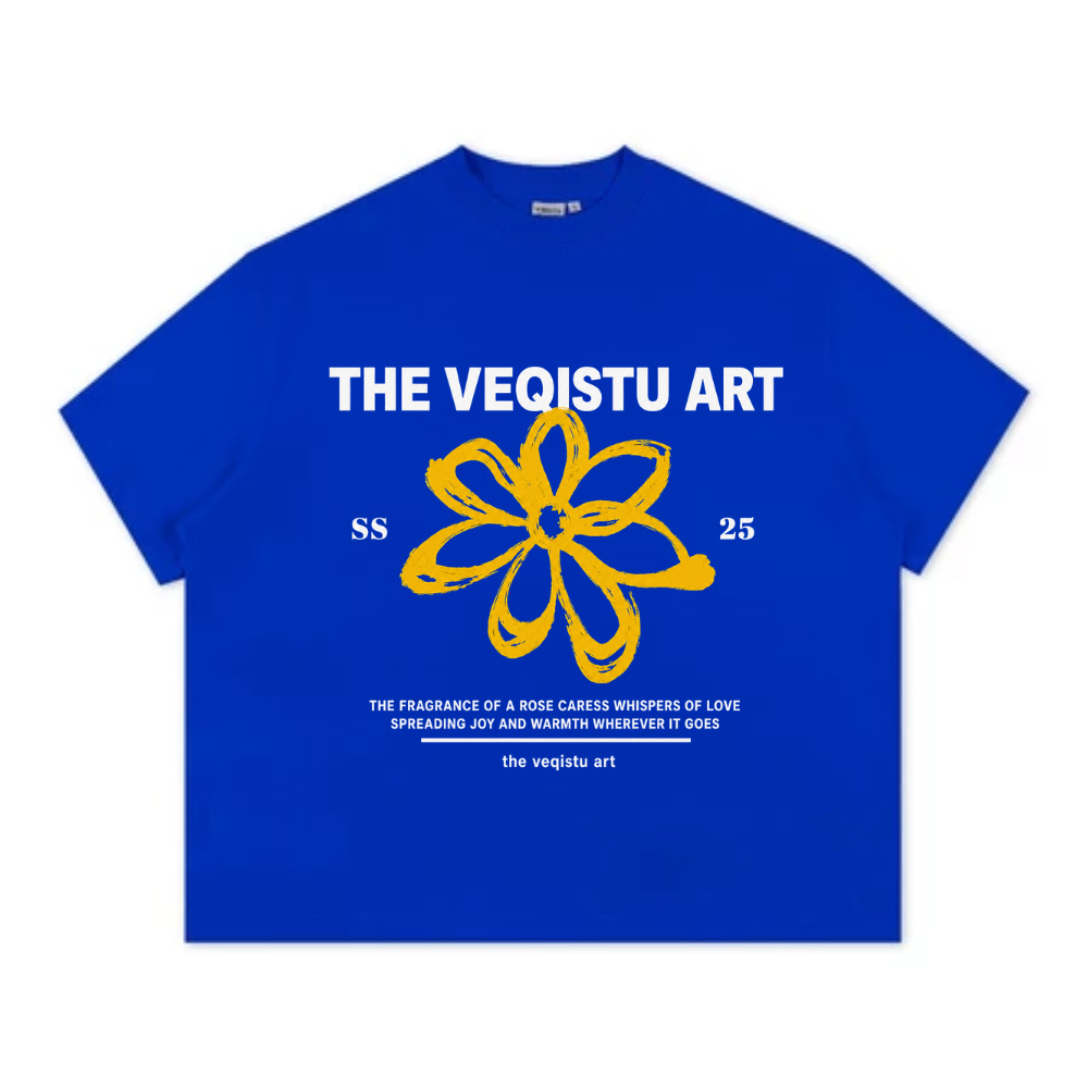 Áo Thun Local Brand VEQISTU" Flower SS25 " Áo Thun Boxy Form Rộng Unisex Cổ Tròn Nam Nữ 250Gsm Cotton