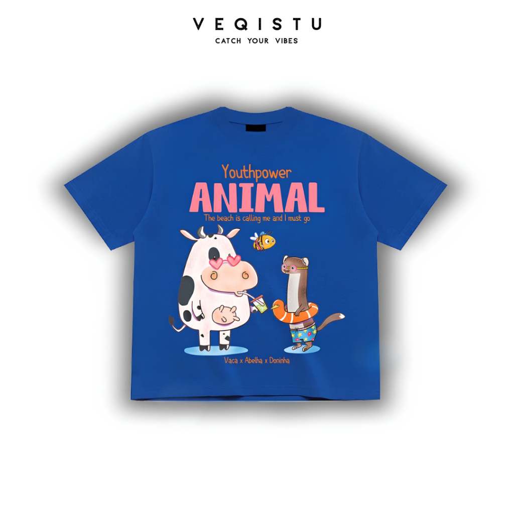 Áo thun BOXY Local Brand VEQISTU "Vaca" Áo Thun Boxy Form Rộng Unisex Nam Nữ Tay Ngắn  250Gsm Cotton 2 Chiều