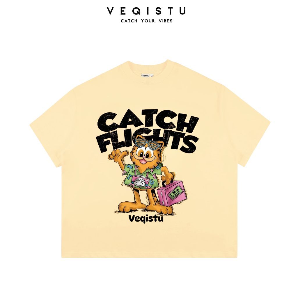Áo Thun BOXY Local Brand VEQISTU "Con Mèo", Áo Thun Boxy Form Rộng Unisex 250Gsm 100% Cotton
