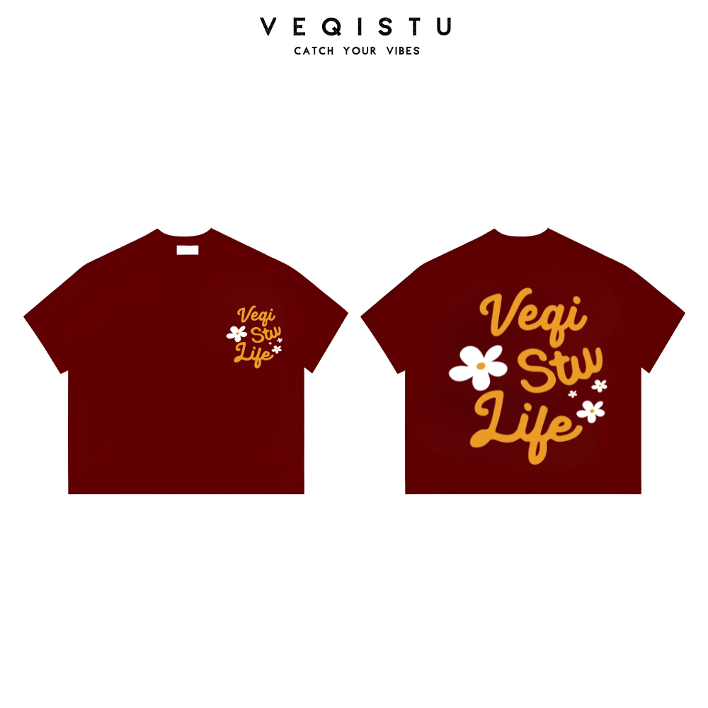 Áo thun BOXY Local Brand VEQISTU "Hoa " Áo Thun Boxy Form Rộng Unisex 250Gsm Cotton