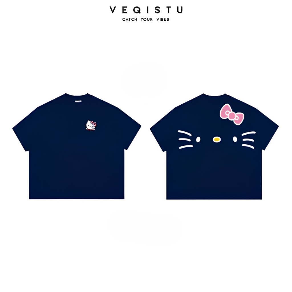 Áo thun BOXY Local Brand VEQISTU "Mèo Râu" Áo Thun Boxy Form Rộng Unisex Nam Nữ Tay Ngắn  250Gsm Cotton