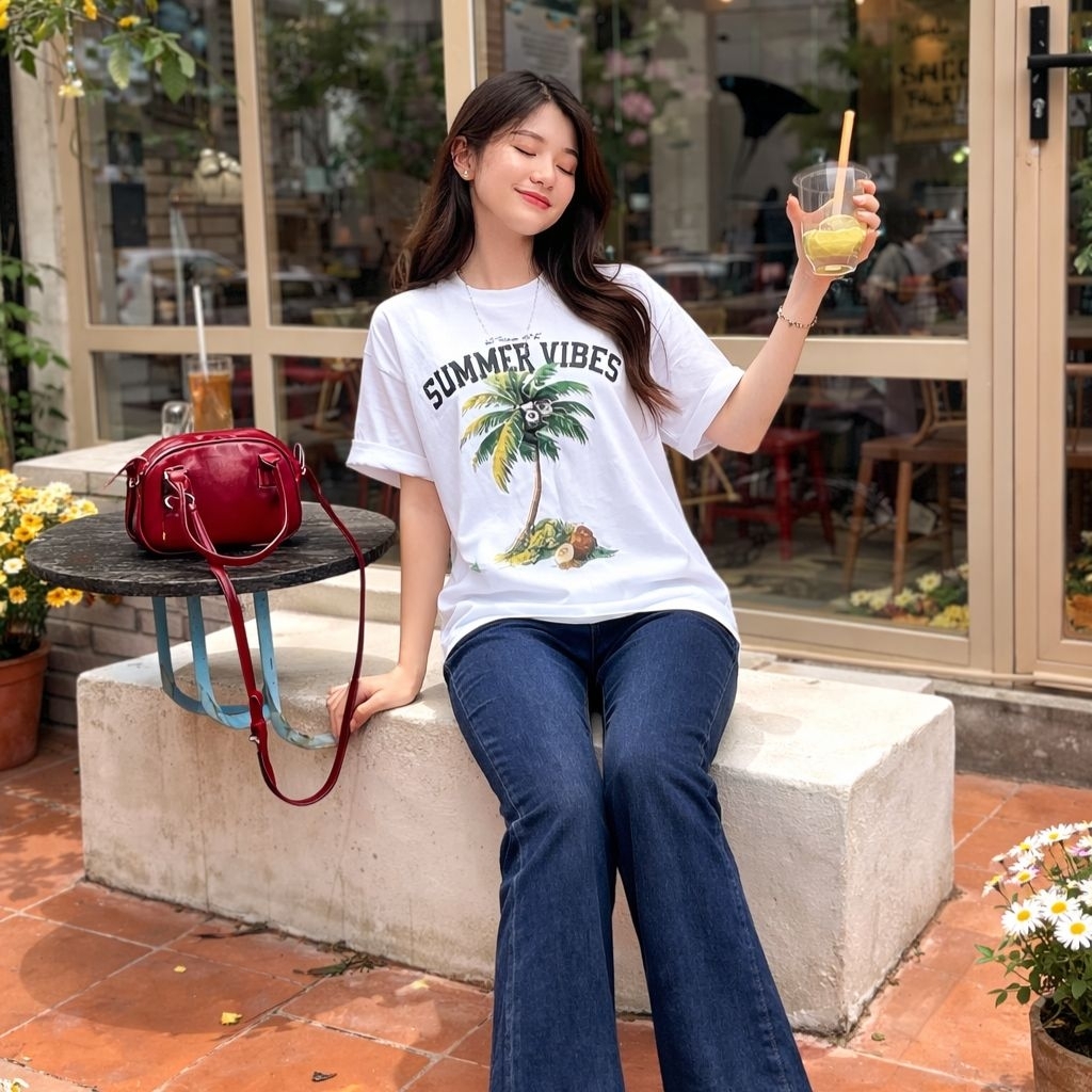 Áo Thun BOXY Local Brand VEQISTU "Áo Đi Biển Mùa Hè", Áo Thun Boxy Form Rộng Unisexm Nam Nữ Cổ Tròn 250Gsm 100% Cotton