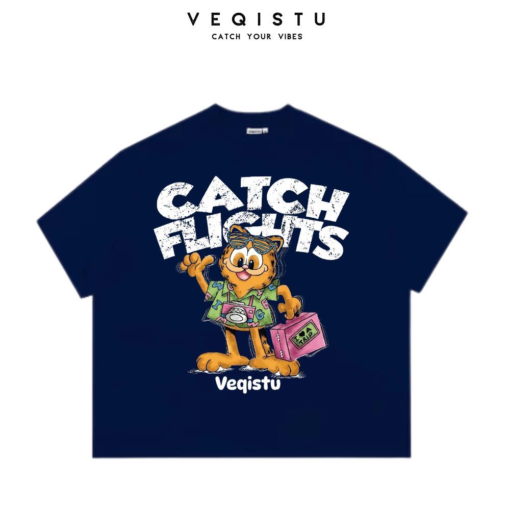 Áo Thun BOXY Local Brand VEQISTU "Con Mèo", Áo Thun Boxy Form Rộng Unisex 250Gsm 100% Cotton