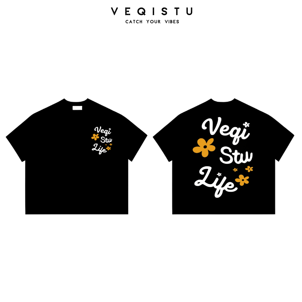Áo thun BOXY Local Brand VEQISTU "Hoa " Áo Thun Boxy Form Rộng Unisex 250Gsm Cotton