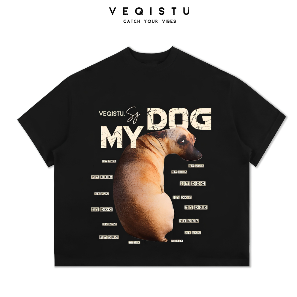 Áo thun BOXY Local Brand VEQISTU "My Dog" Áo Thun Boxy Form Rộng Unisex Nam Nữ Tay Ngắn  250Gsm Cotton