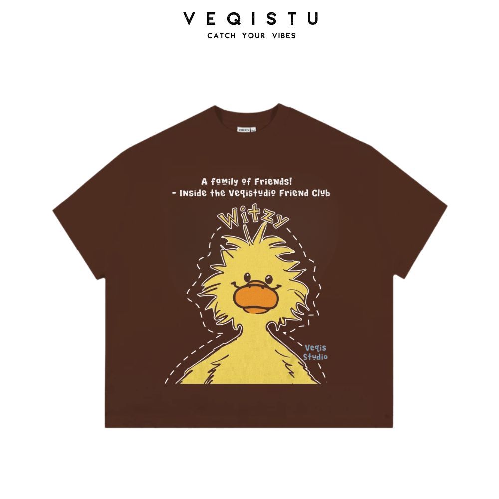 Áo Thun BOXY Local Brand VEQISTU "Vịt Cafe + Vịt Xù", Áo Thun Boxy Form Rộng Unisex 250Gsm 100% Cotton