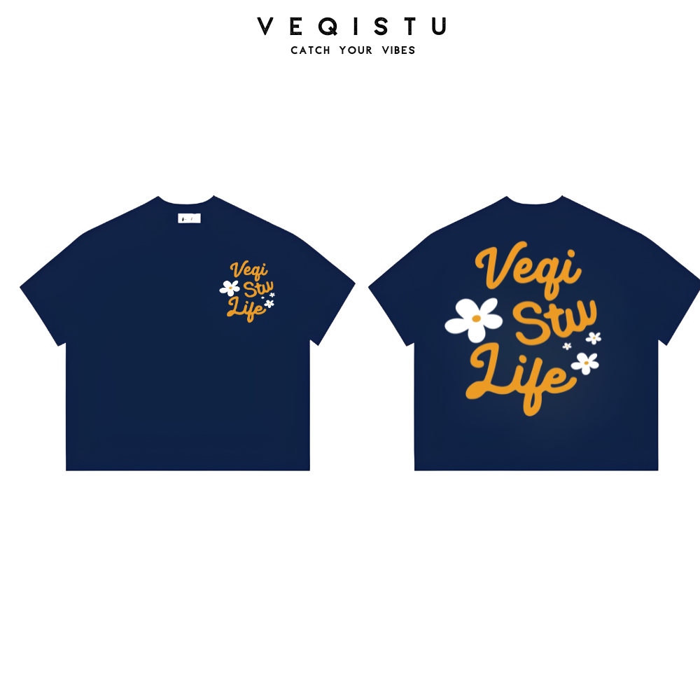 Áo thun BOXY Local Brand VEQISTU "Hoa " Áo Thun Boxy Form Rộng Unisex 250Gsm Cotton