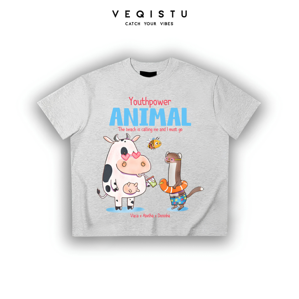 Áo thun BOXY Local Brand VEQISTU "Vaca" Áo Thun Boxy Form Rộng Unisex Nam Nữ Tay Ngắn  250Gsm Cotton 2 Chiều