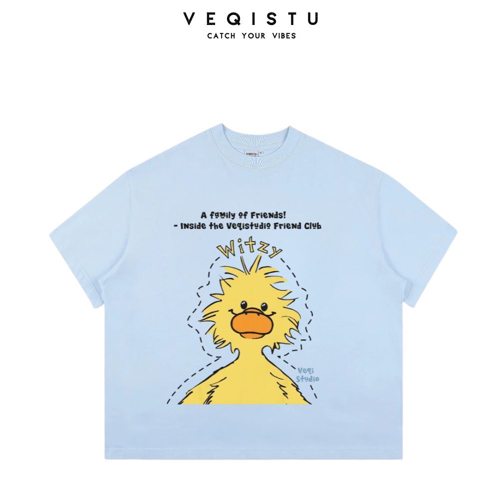 Áo Thun BOXY Local Brand VEQISTU "Vịt Cafe + Vịt Xù", Áo Thun Boxy Form Rộng Unisex 250Gsm 100% Cotton