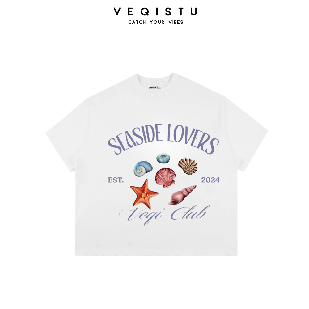 Áo thun BOXY Local Brand VEQISTU "Sò + Dừa" Áo Thun Boxy Form Rộng Unisex 250Gsm Cotton